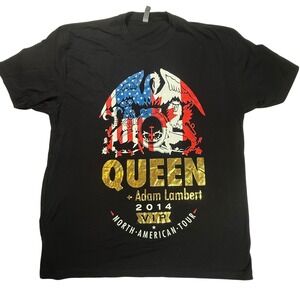 Queen Adam Lambert 2014 North American Tour VIP Shirt Mens XL Black Gold Foil